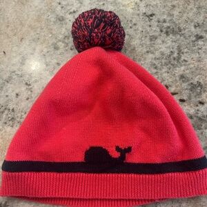 Vineyard Vines Hot Pink and Navy Kids Beanie Winter Hat - Size L/XL